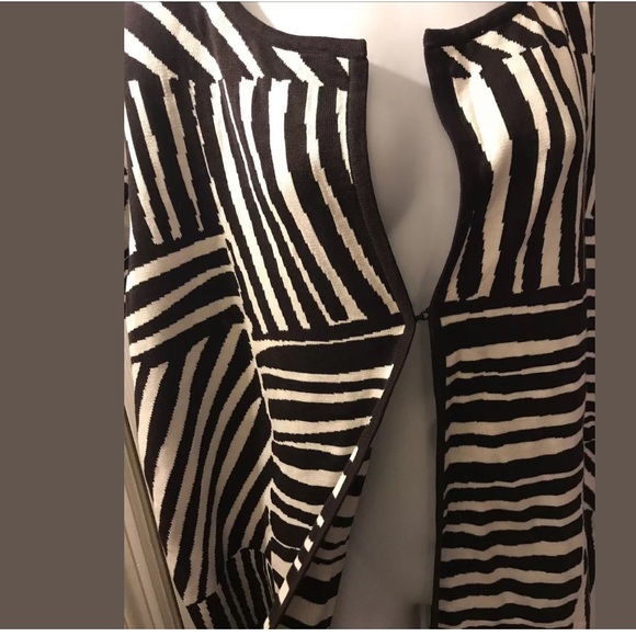 CHICO’S Cardigan Sweater Zebra Print Knit Brown White Animal Print Pattern Work - Picture 3 of 9